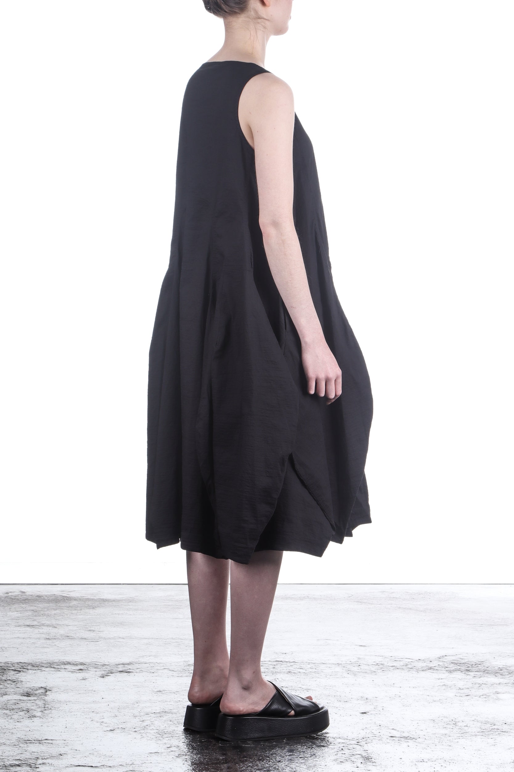 Rundholz Damen Stretchkleid mit Ballonrock schwarz