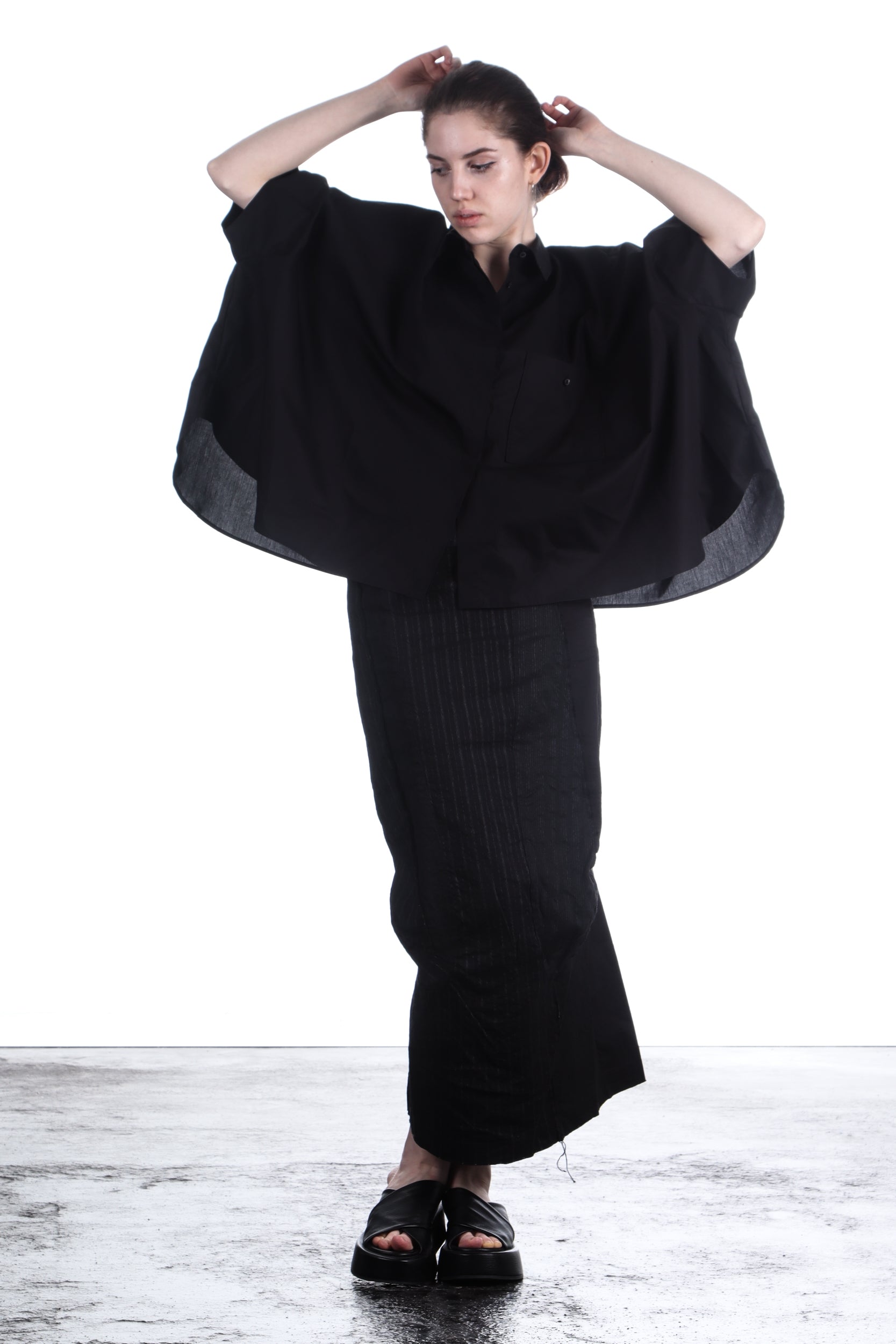 Rundholz Damen Bluse Baumwolle oversized schwarz