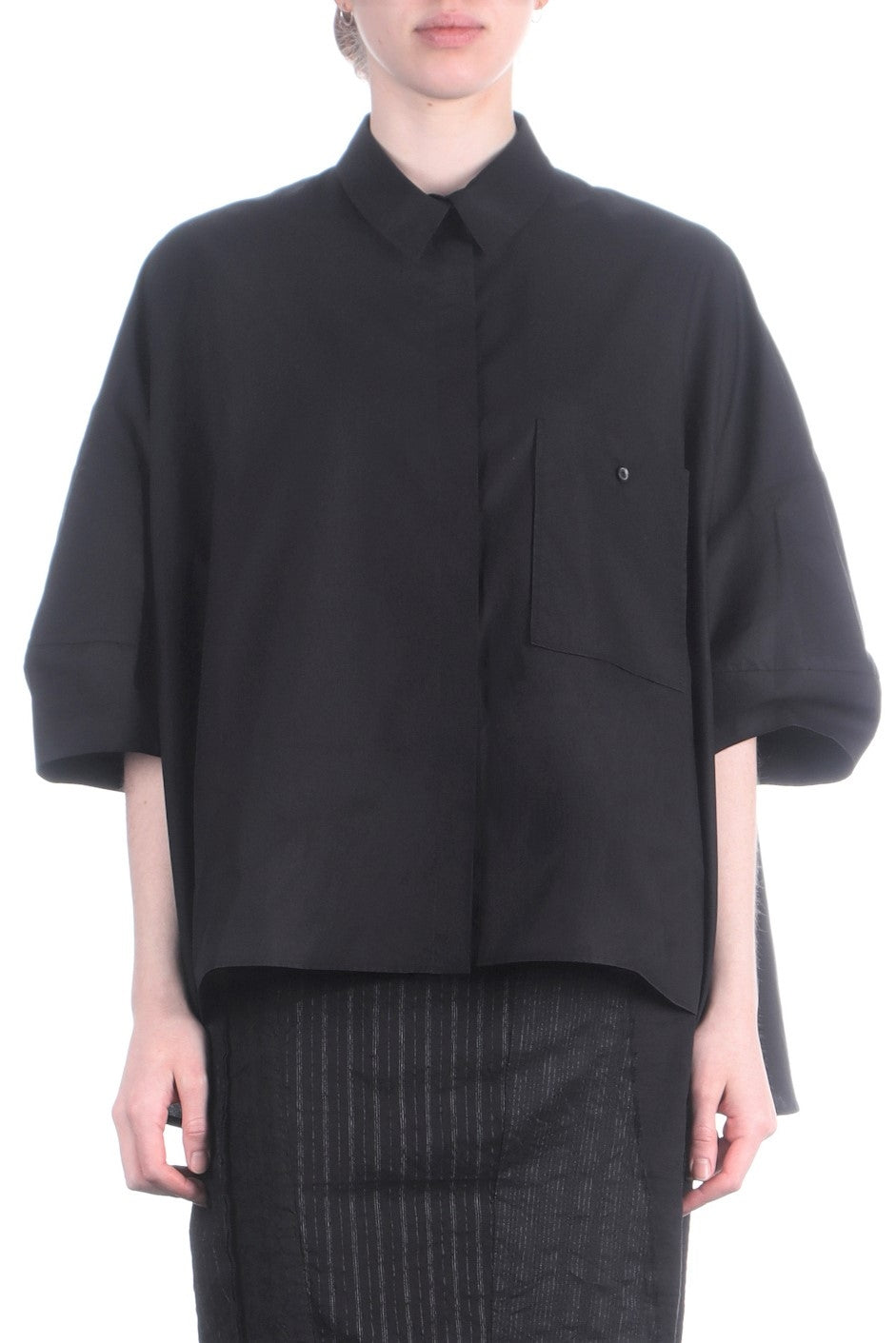 Rundholz Damen Bluse Baumwolle oversized schwarz