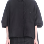 Rundholz Damen Bluse Baumwolle oversized schwarz