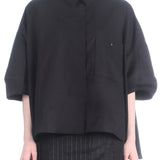 Rundholz Damen Bluse Baumwolle oversized schwarz