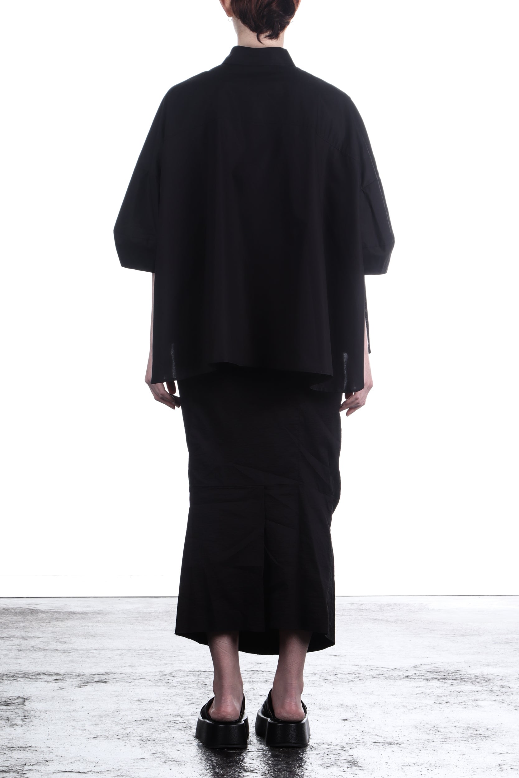 Rundholz Damen Bluse Baumwolle oversized schwarz