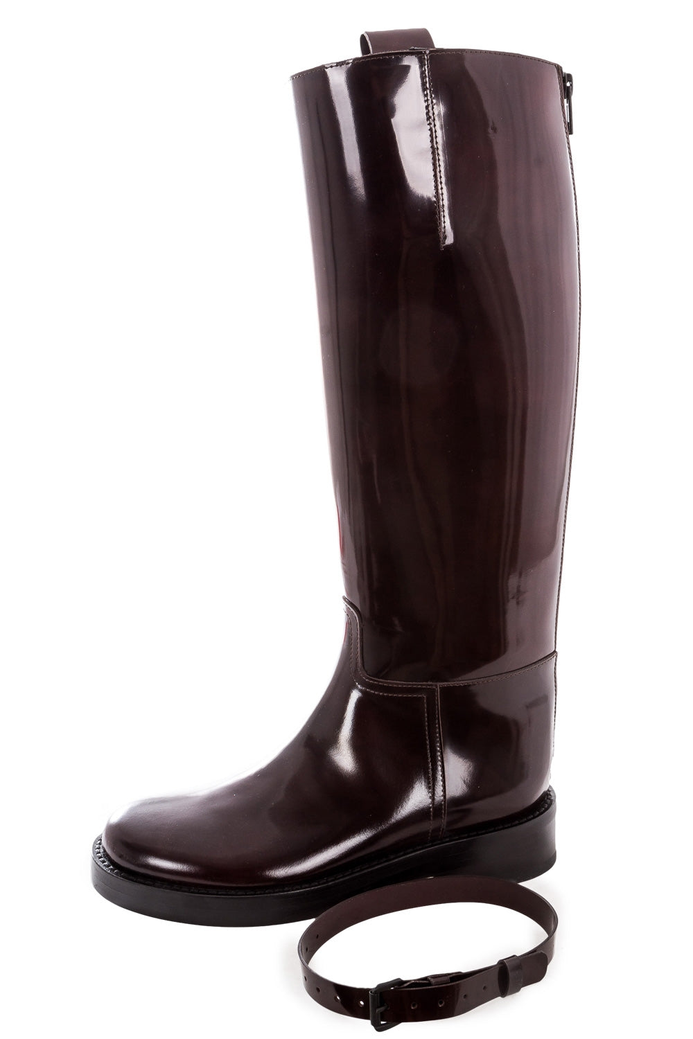 Ann Demeulemeester Damen Lackleders Stiefel bordeaux