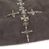 Lonnet Veloursleder Mütze Beanie KREUZ grau 