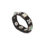 Manieri Lederarmband mit Nieten und Steinen schwarz 