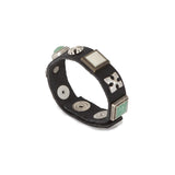 Manieri Lederarmband mit Nieten und Steinen schwarz 
