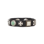 Manieri Lederarmband mit Nieten und Steinen schwarz 