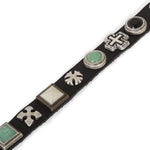 Manieri Lederarmband mit Nieten und Steinen schwarz 