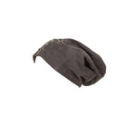 Lonnet Veloursleder Mütze Beanie KREUZ grau 