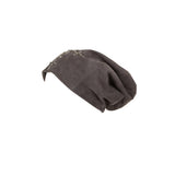 Lonnet Veloursleder Mütze Beanie KREUZ grau 