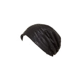 Lonnet Pythonleder Mütze Beanie schwarz 