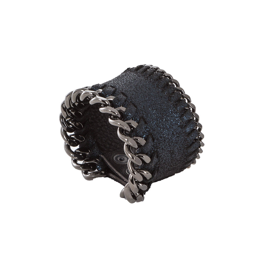 Riccardo Forconi Wende Lederarmband mit Kette blau 