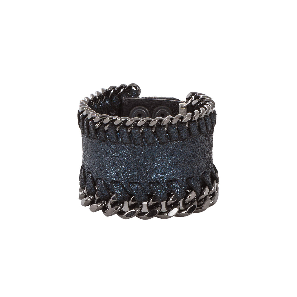 Riccardo Forconi Wende Lederarmband mit Kette blau 