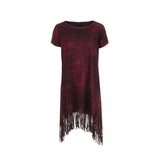 AVANT TOI Damen Longshirt mit Fransen schwarz rot