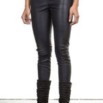 NOVE Damen Lammnappa Lederleggings dunkelblau