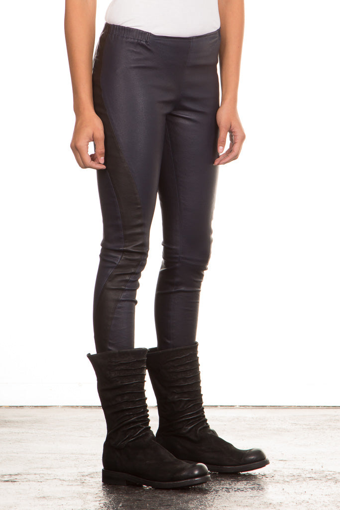 NOVE Damen Lammnappa Lederleggings dunkelblau