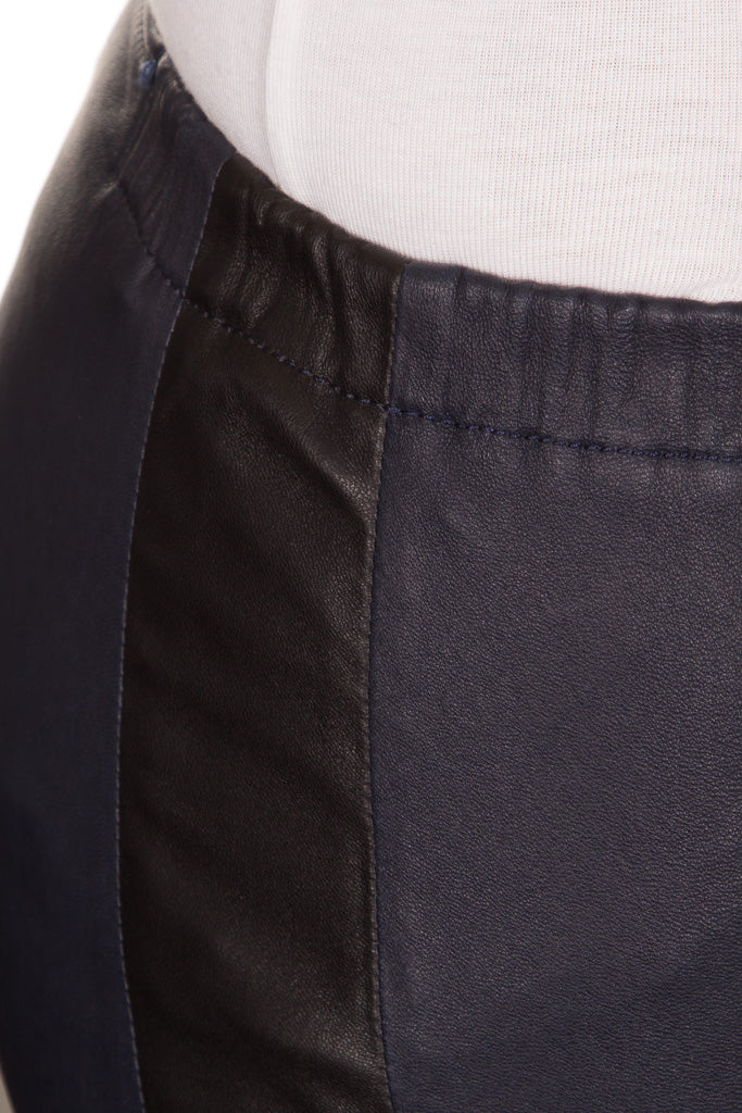 NOVE Damen Lammnappa Lederleggings dunkelblau
