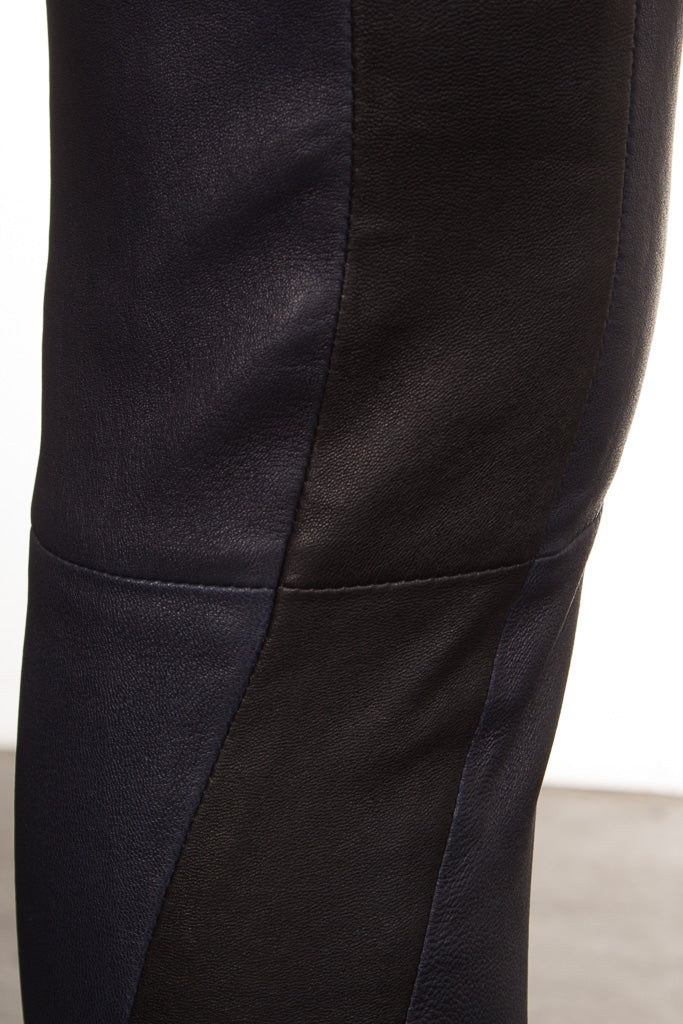 NOVE Damen Lammnappa Lederleggings dunkelblau