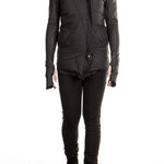 10sei0otto Damen Leder Daunenjacke mit Kapuze schwarz