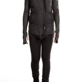 10sei0otto Damen Leder Daunenjacke mit Kapuze schwarz