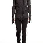 10sei0otto Damen Leder Daunenjacke mit Kapuze schwarz