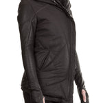 10sei0otto Damen Leder Daunenjacke mit Kapuze schwarz