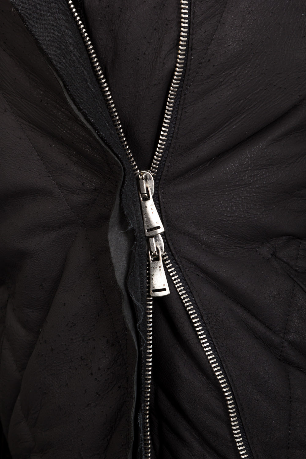 10sei0otto Damen Leder Daunenjacke mit Kapuze schwarz