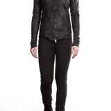 10sei0otto Damen Lederjacke V-Neck schwarz