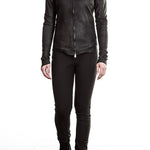 10sei0otto Damen Lederjacke V-Neck schwarz