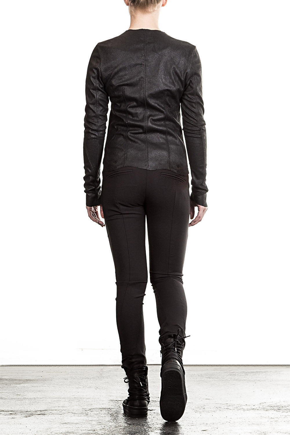 10sei0otto Damen Lederjacke V-Neck schwarz