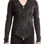 10sei0otto Damen Lederjacke V-Neck schwarz