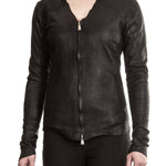 10sei0otto Damen Lederjacke V-Neck schwarz