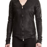 10sei0otto Damen Lederjacke V-Neck schwarz