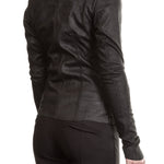 10sei0otto Damen Lederjacke V-Neck schwarz