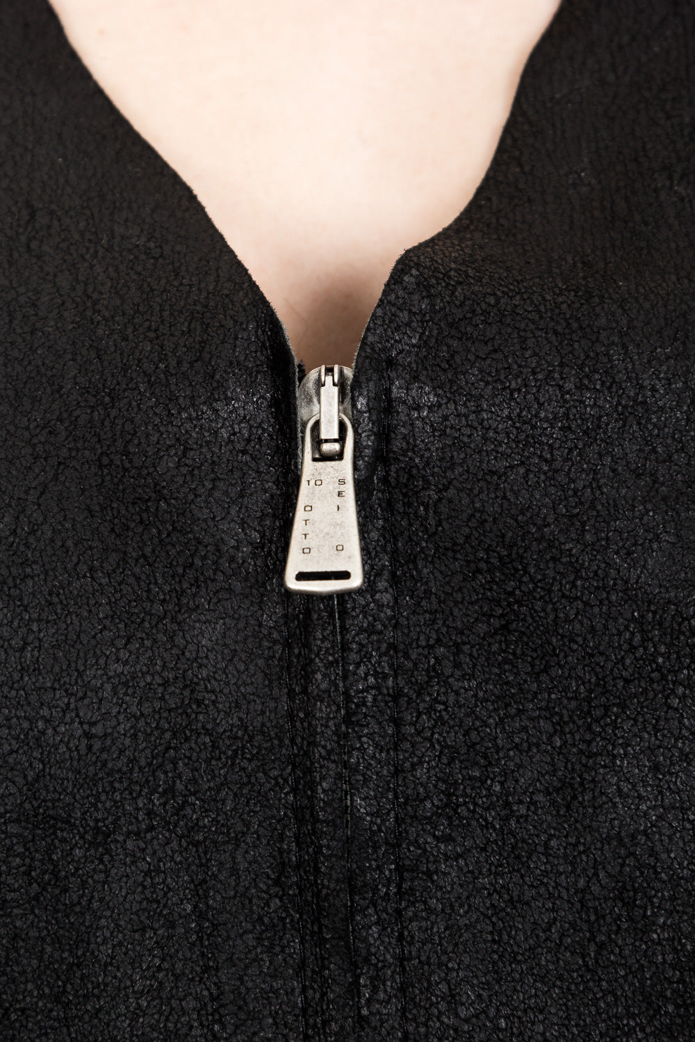 10sei0otto Damen Lederjacke V-Neck schwarz