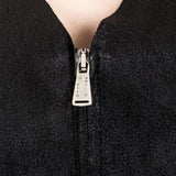 10sei0otto Damen Lederjacke V-Neck schwarz