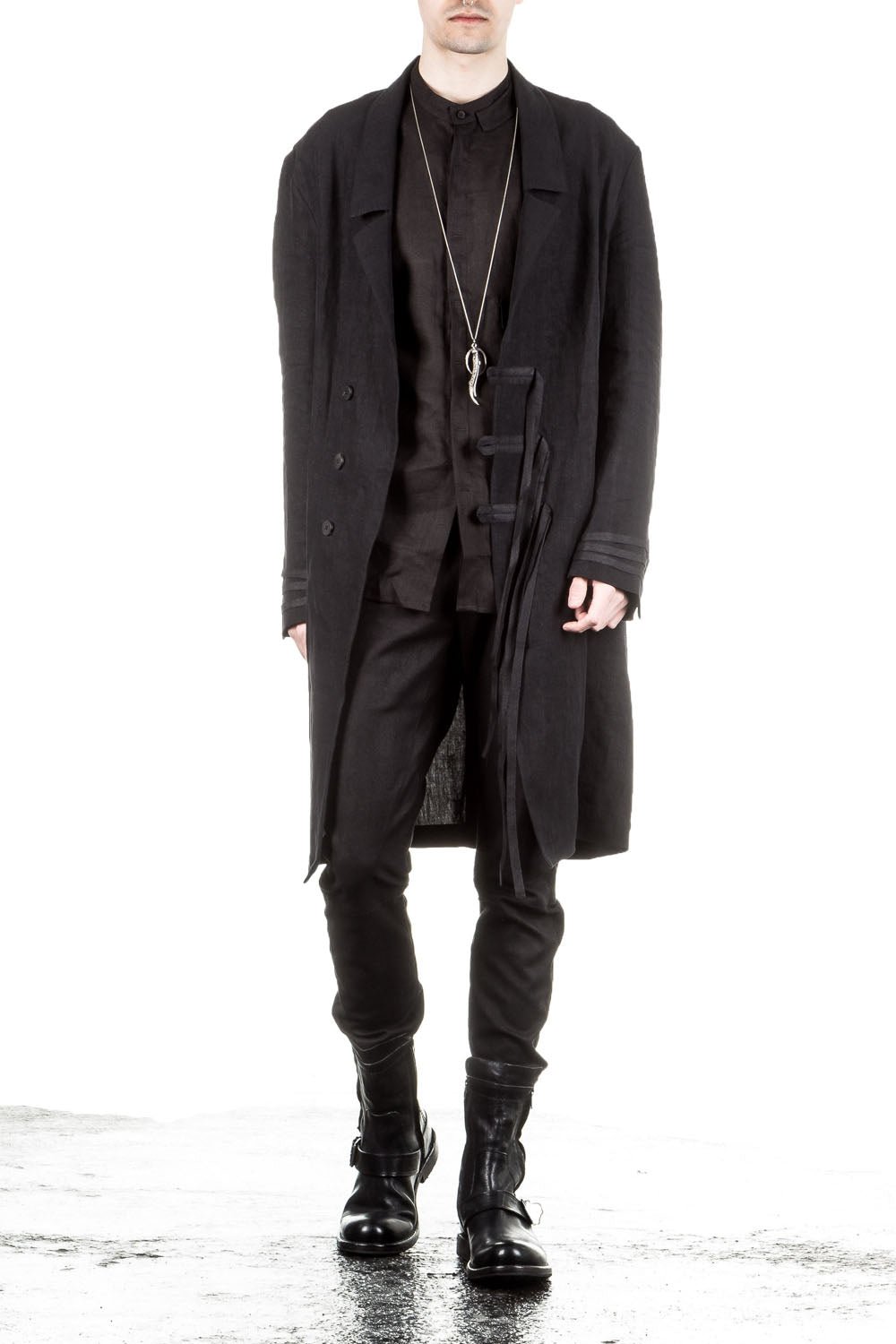 Isabel Benenato Herren Mantel Military schwarz