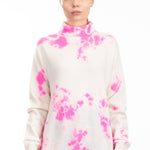 Suzusan Damen Kaschmir Rollkragenpullover Madara Shibori pink wollweiß