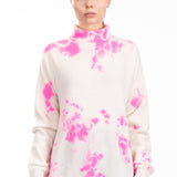 Suzusan Damen Kaschmir Rollkragenpullover Madara Shibori pink wollweiß