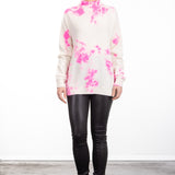 Suzusan Damen Kaschmir Rollkragenpullover Madara Shibori pink wollweiß
