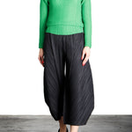 Issey Miyake Plissé Longsleeve Top Stehkragen grün