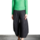 Issey Miyake Plissé Longsleeve Top Stehkragen grün