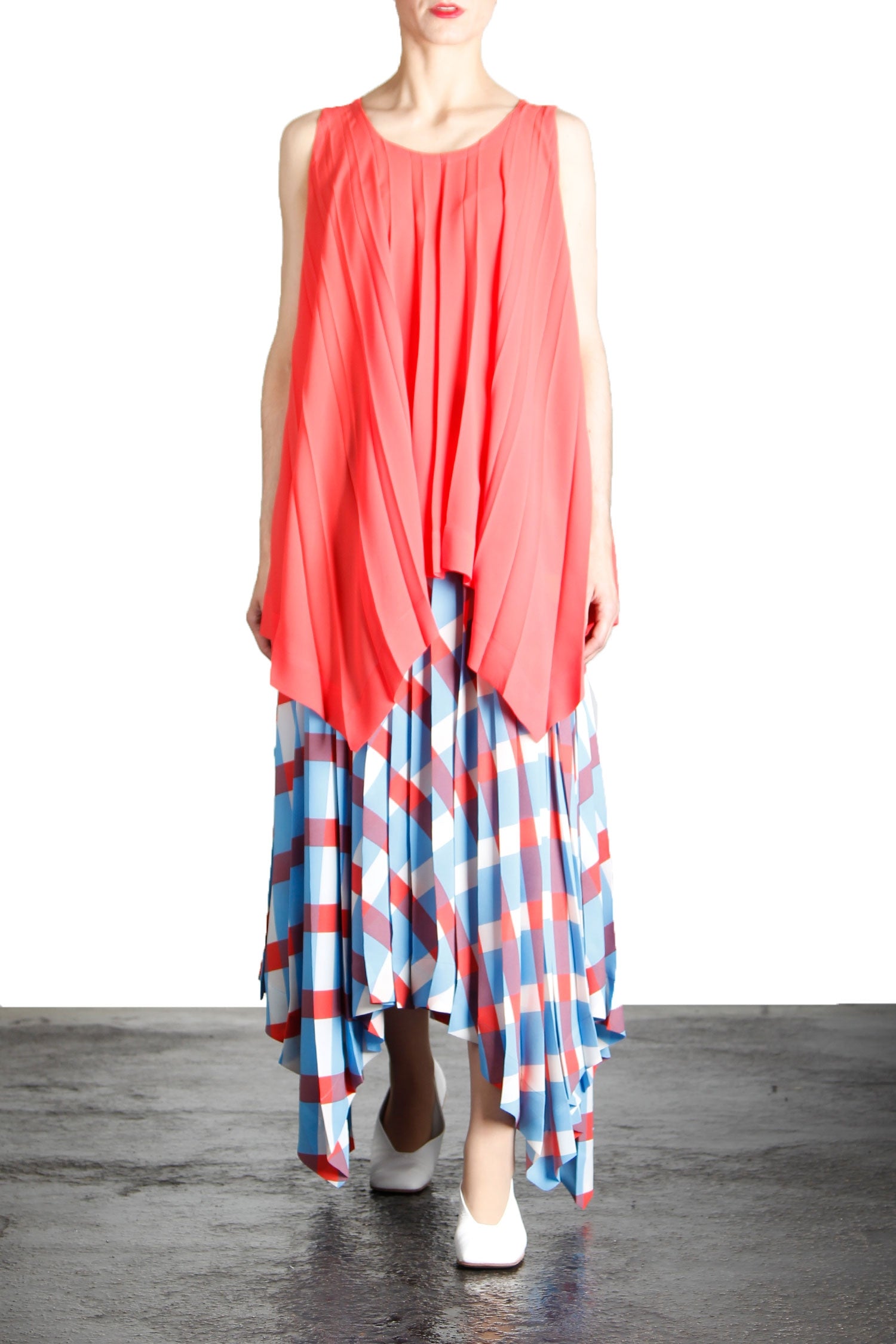 Issey Miyake Plissé Träger Top orange