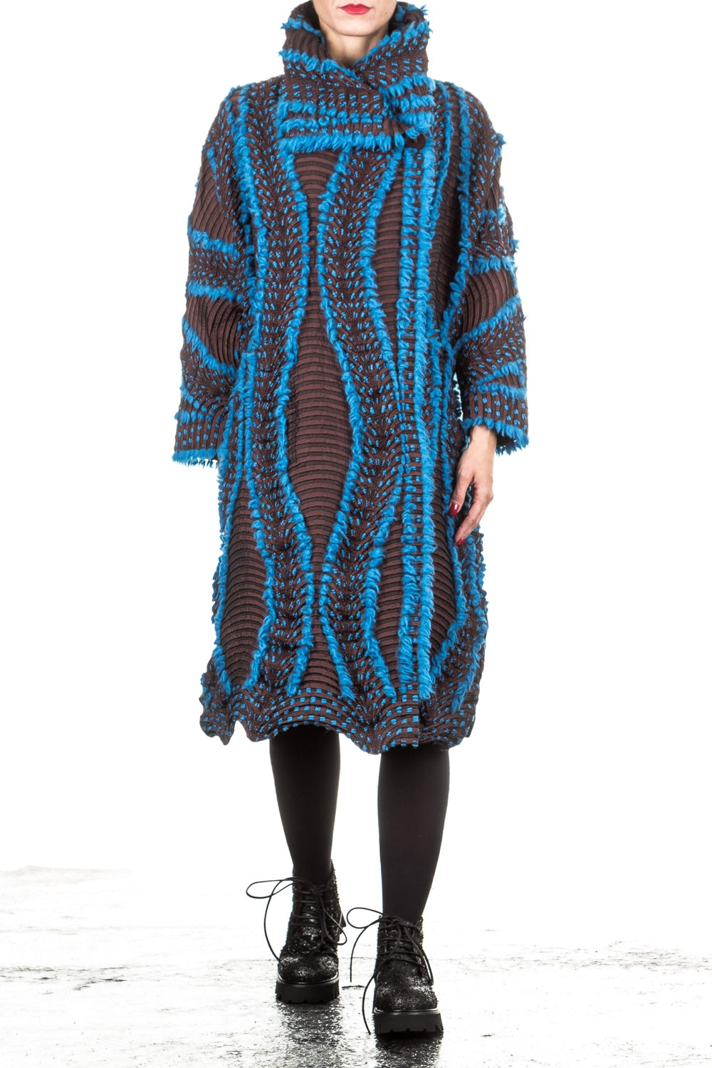 Issey Miyake Damen Plissee Mantel Avantgarde türkis braun