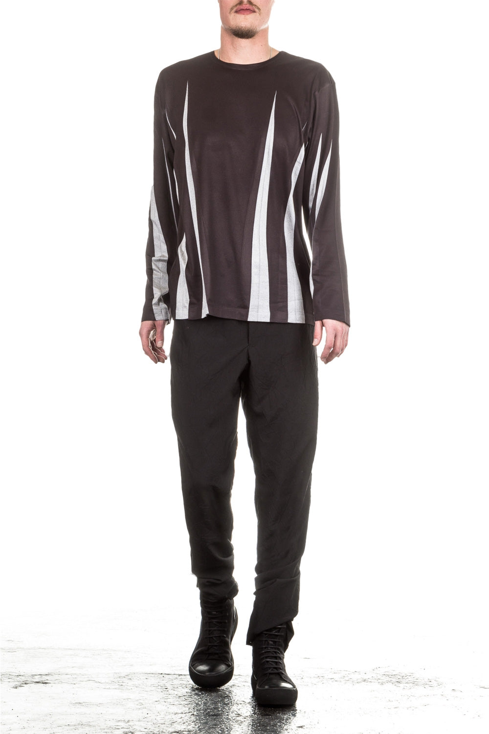 ISSEY MIYAKE Herren Langarm Shirt WRINKLE T schwarz