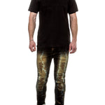 Robin`s Jean Herren Jeans PERU Slim Fit schwarz ocker