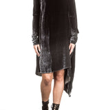 Masnada Damen Samtkleid oversized schwarz