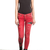 Robin`s Jean Damen Jeans SKINNY PATCHES rot