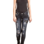 Robin`s Jean Damen Jeans SKINNY PATCHES dunkelblau