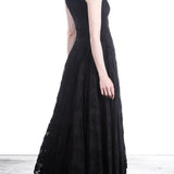 Marc Le Bihan Damen Kleid lang mit ausgestelltem Rock schwarz